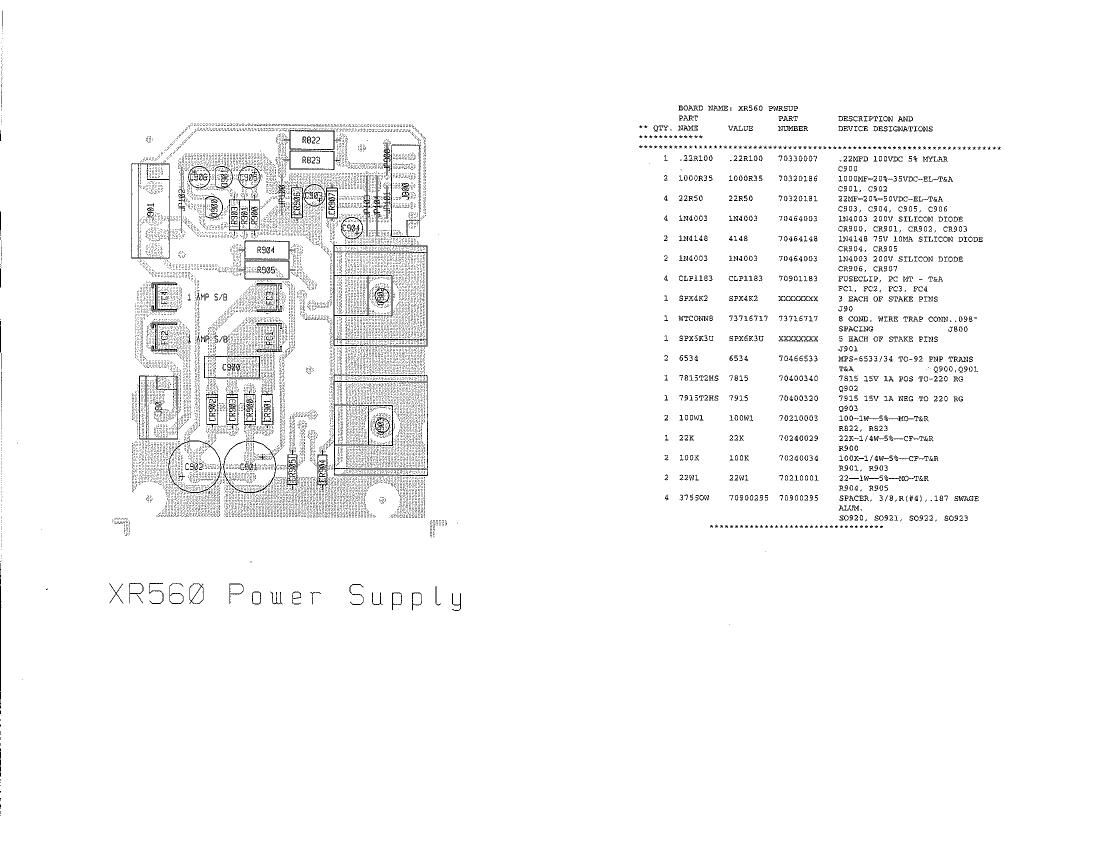Peavey XR 560 Power Supply Schematics