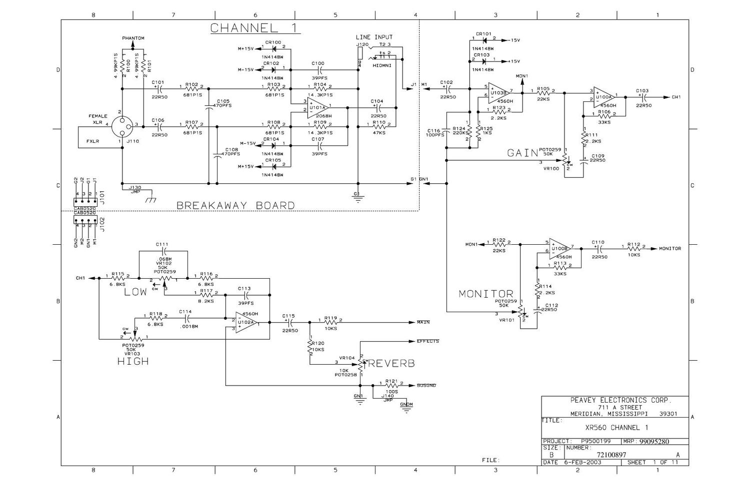 Peavey XR 560 Preamp Schematics