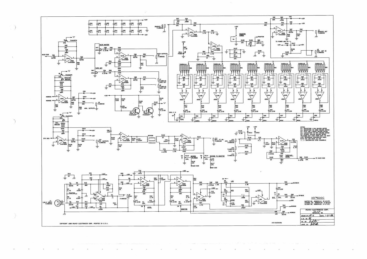 Peavey XR 600C Schematics