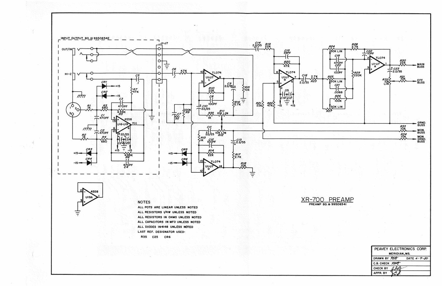 Peavey XR 700 Preamp Schematics