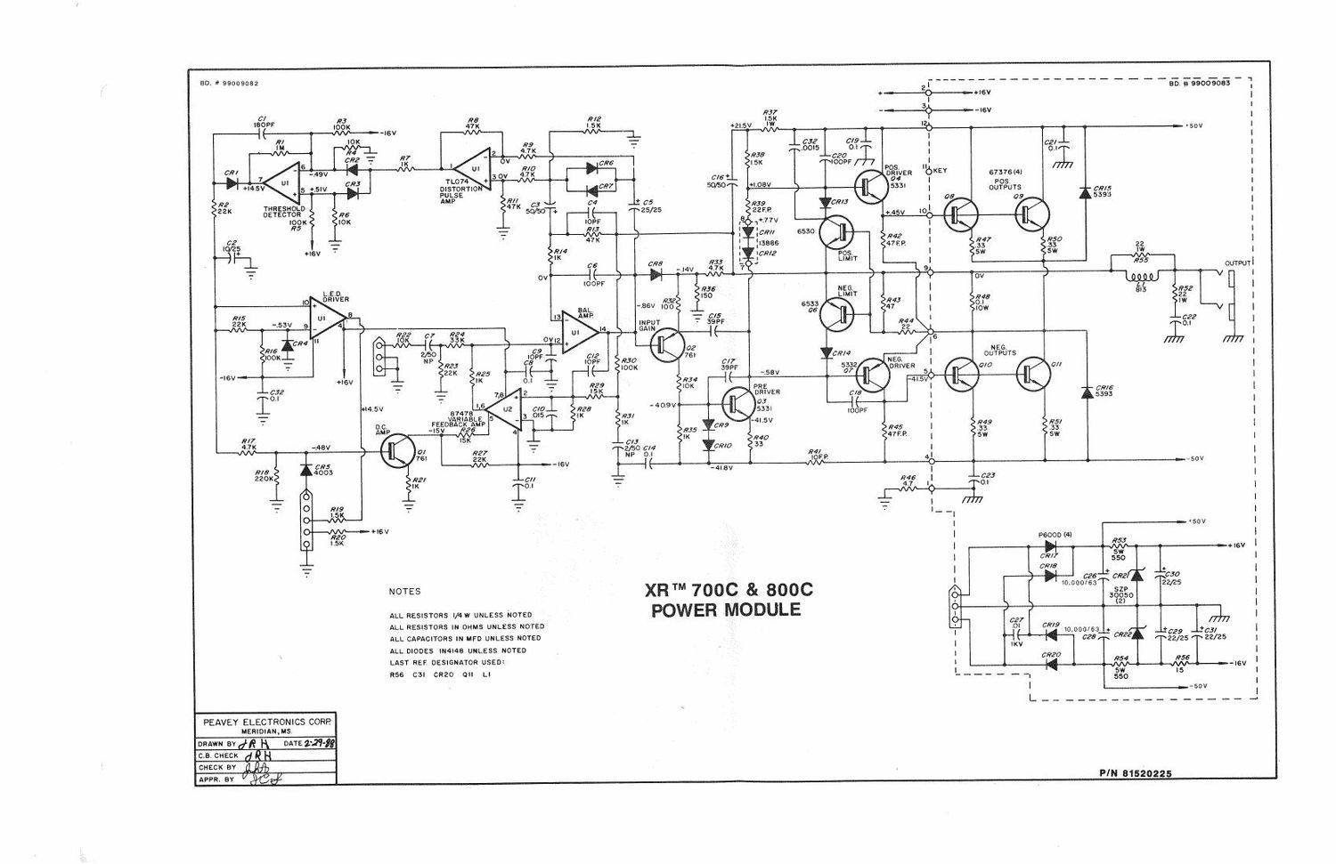 Peavey XR 700C 800C Power Module Schematic