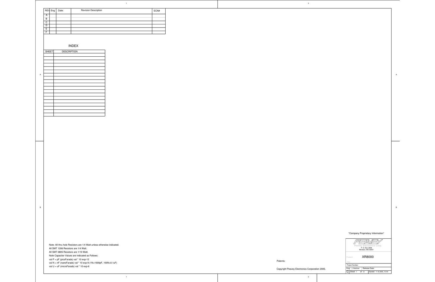 Peavey XR 8000 Preamp Schematics