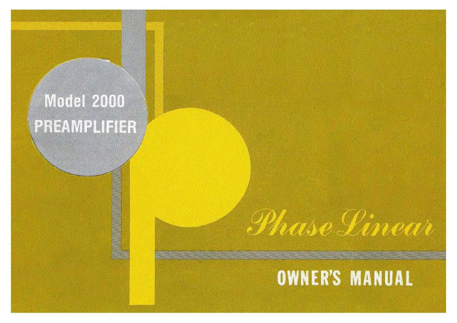 Phase Linear 2000 Owners Manual