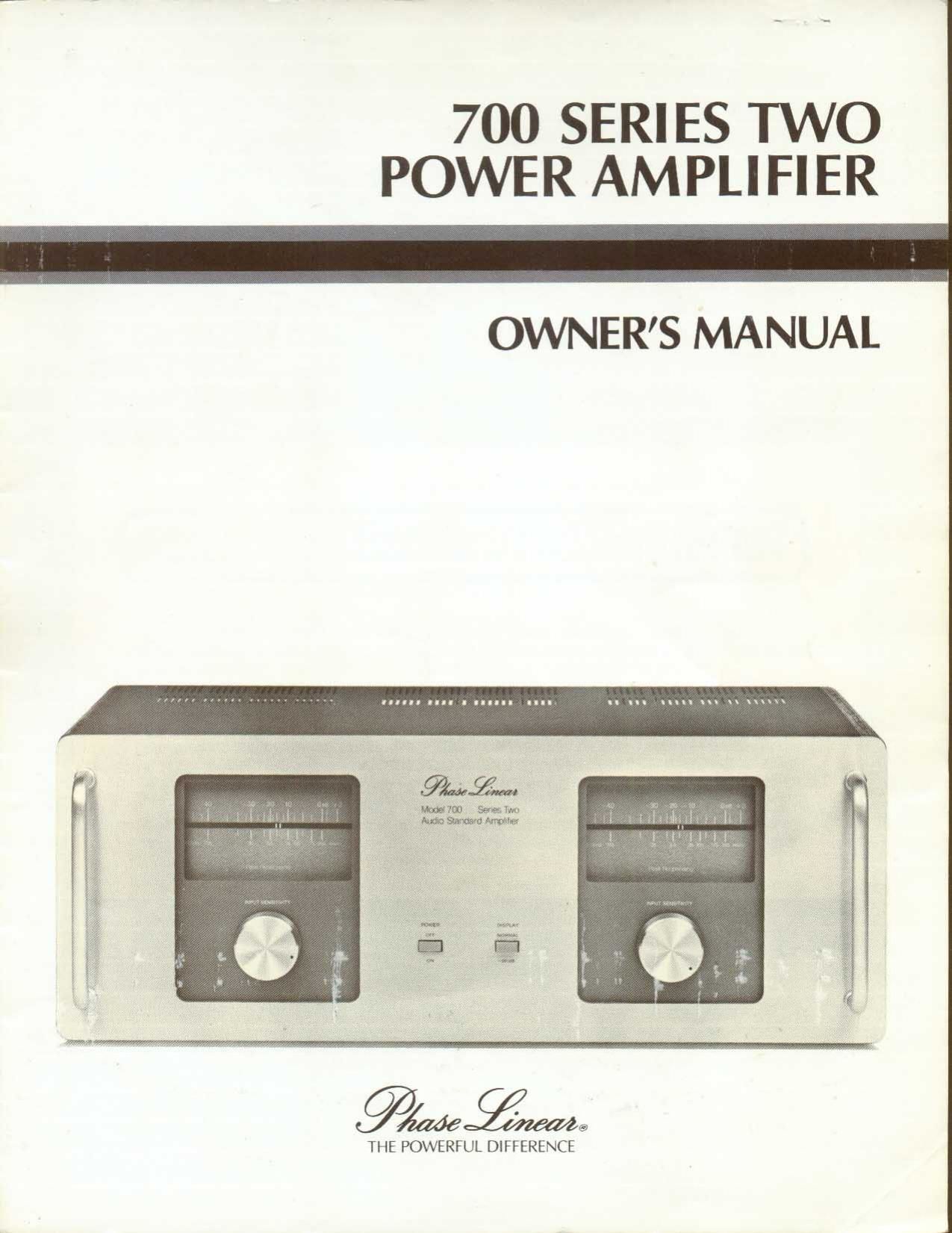 Phase Linear 700 Series Two Owners Manual