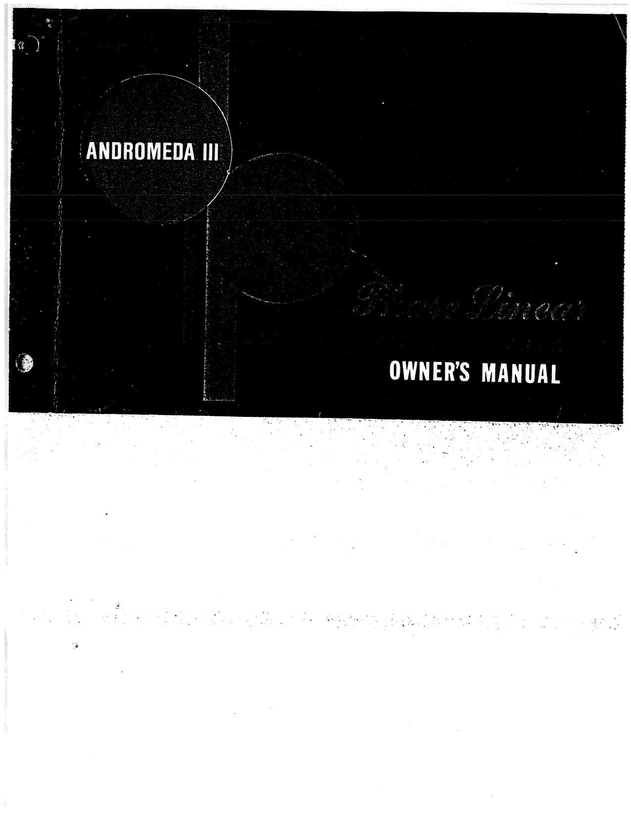 Phase Linear Andromeda III Owners Manual