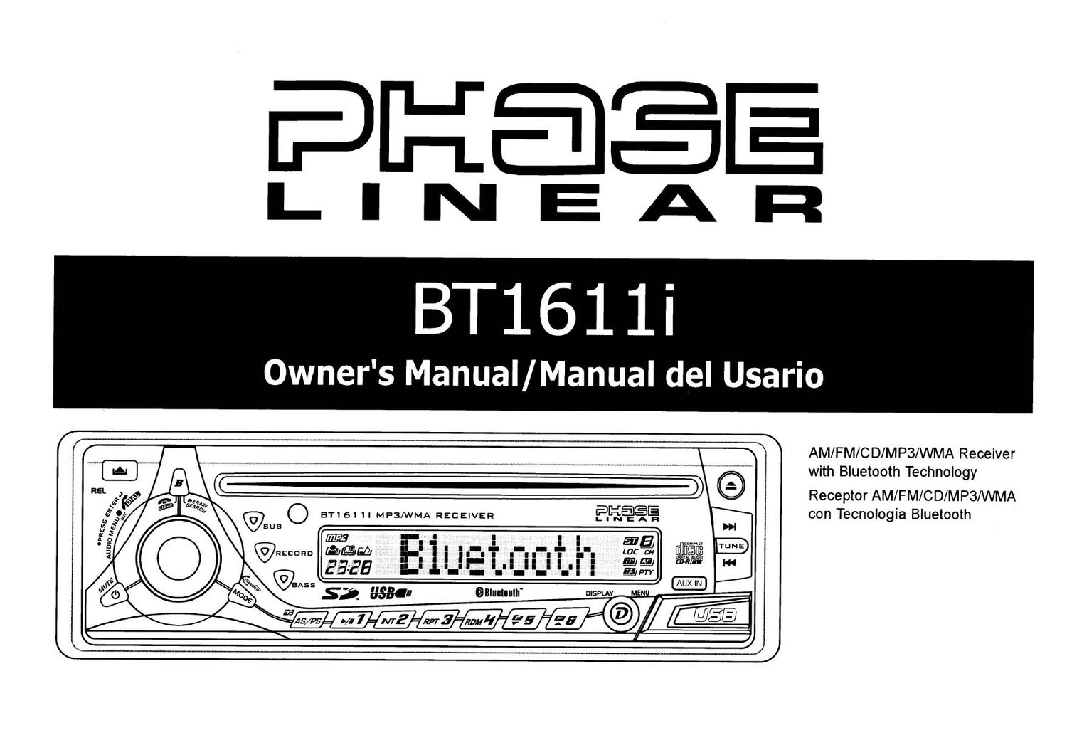 Phase Linear BT 1611i Owners Manual