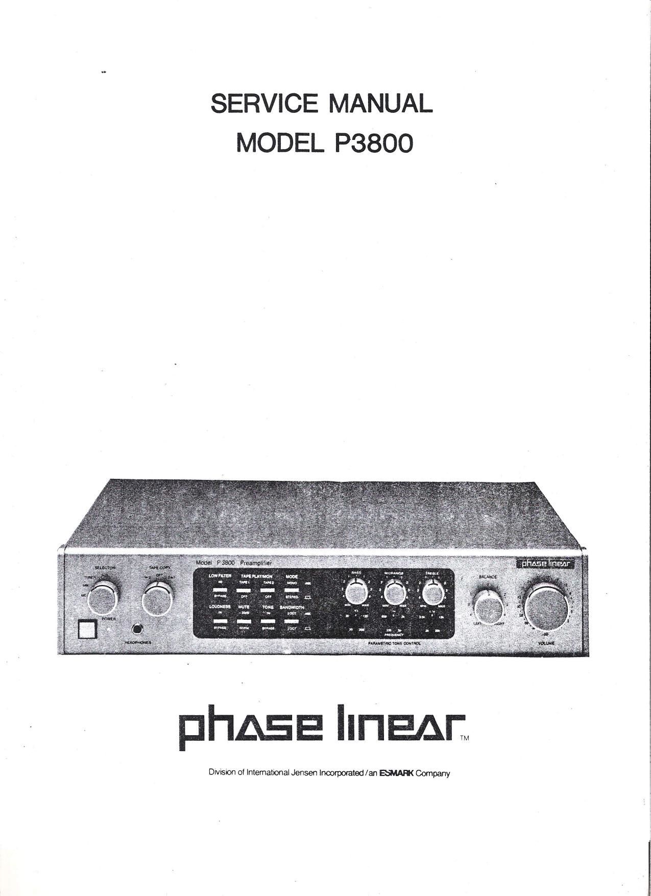 Phase Linear P 3800 Service Manual