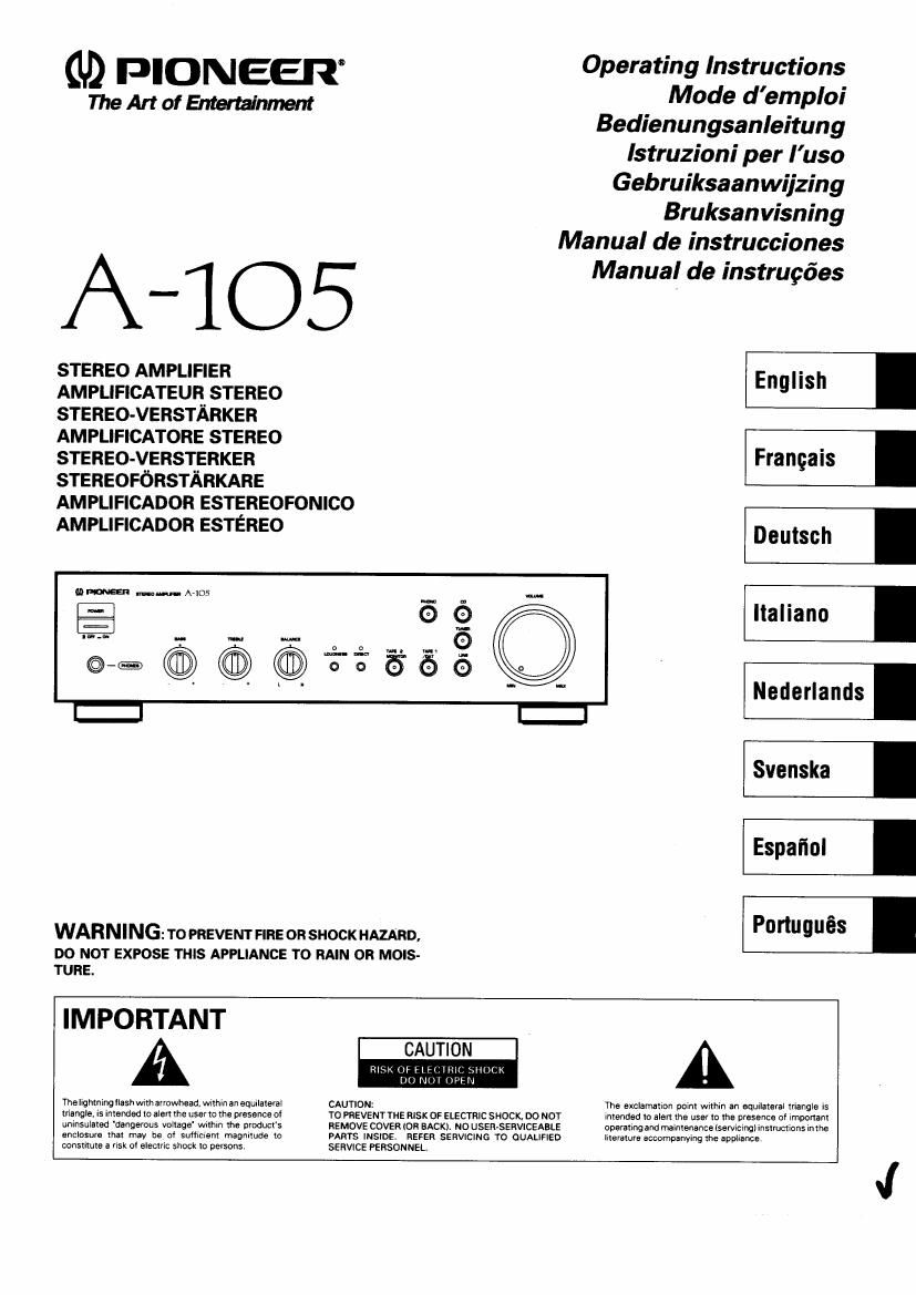 pioneer a 105 service manual