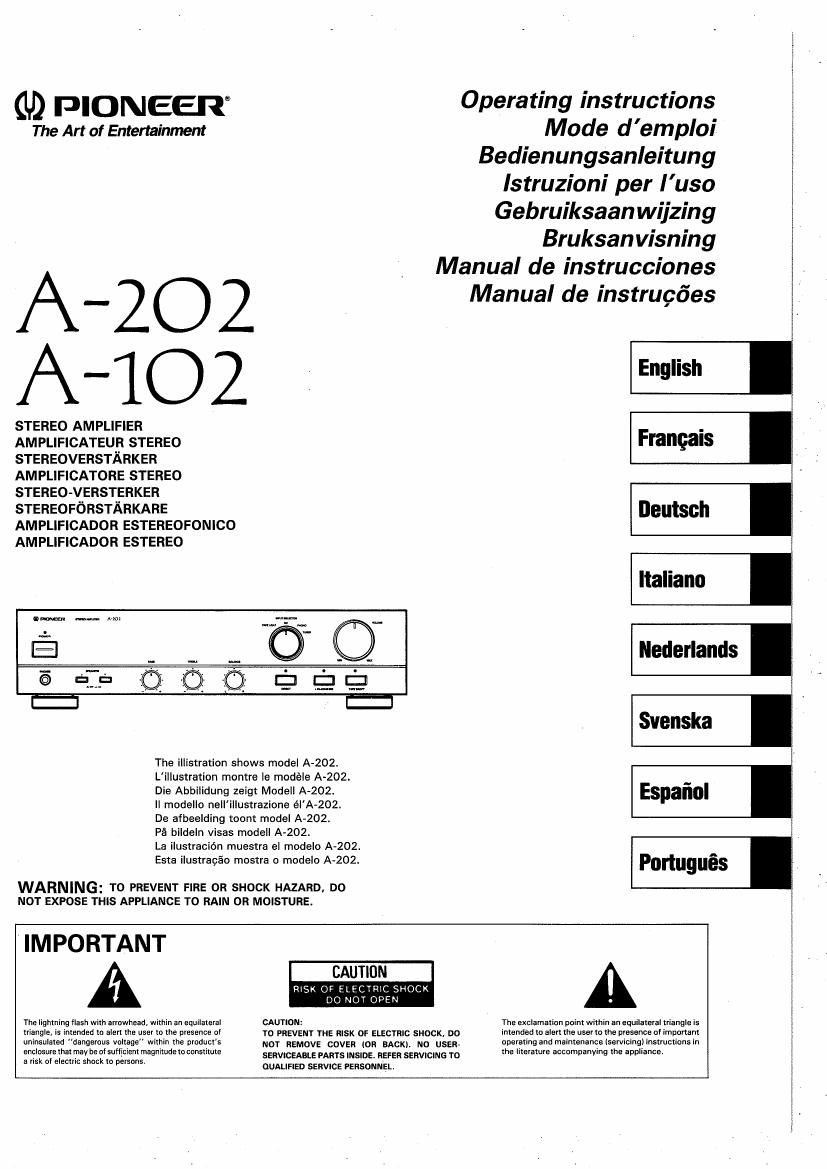 pioneer a 202 owners manual