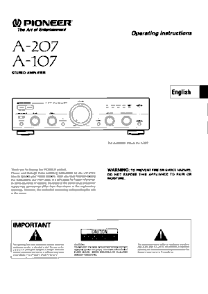 pioneer a 207 owners manual