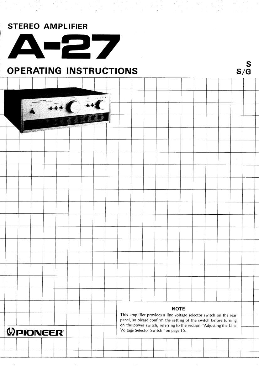 pioneer a 27 owners manual