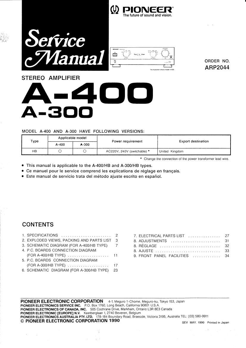 pioneer a 300 service manual