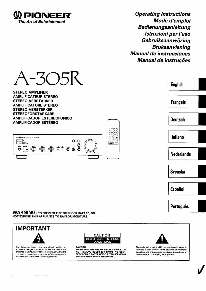 pioneer a 305 r owners manual