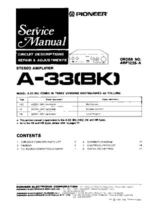 pioneer a 33 service manual