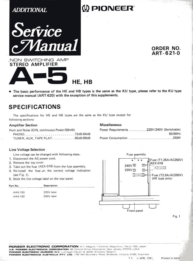 pioneer a 5 schematic