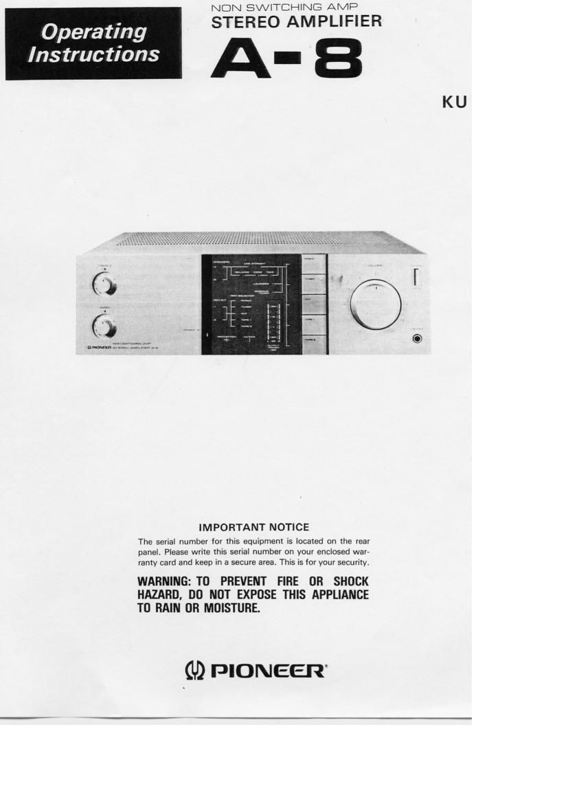 pioneer a 8 owners manual