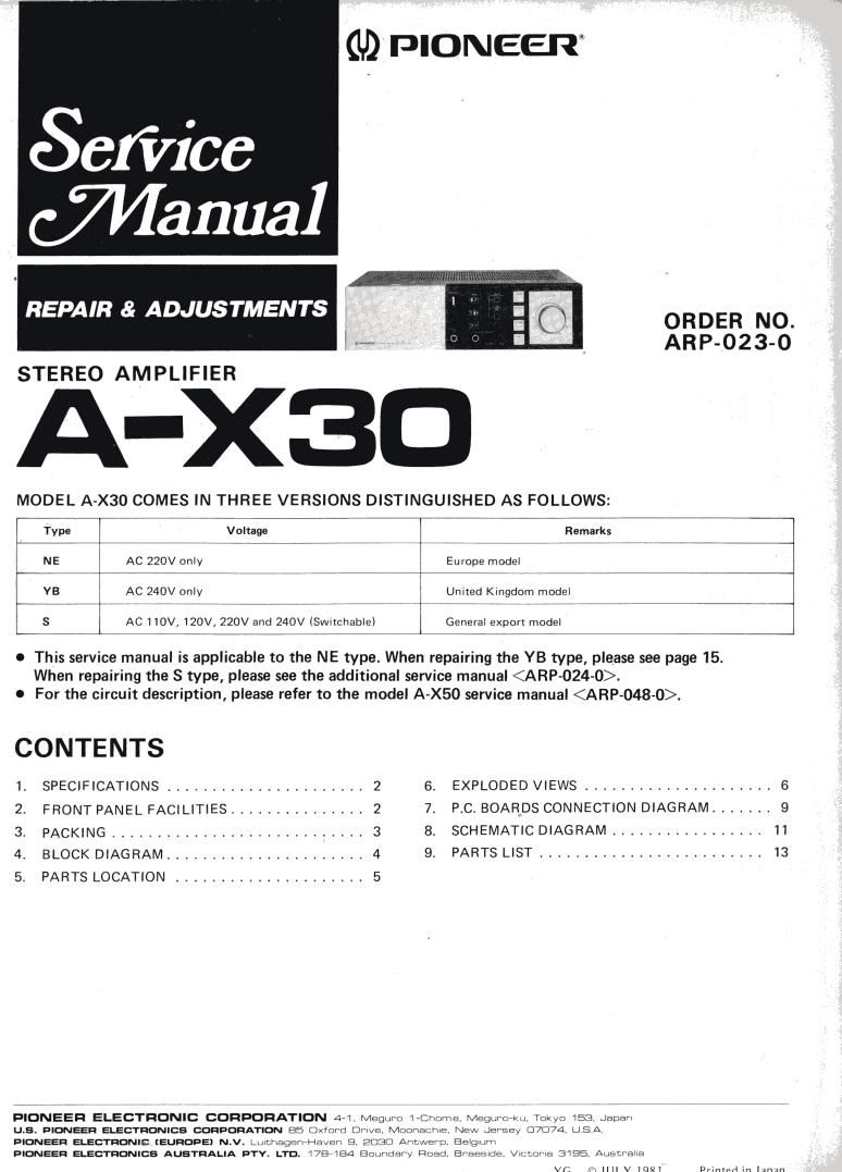 pioneer ax 30 service manual