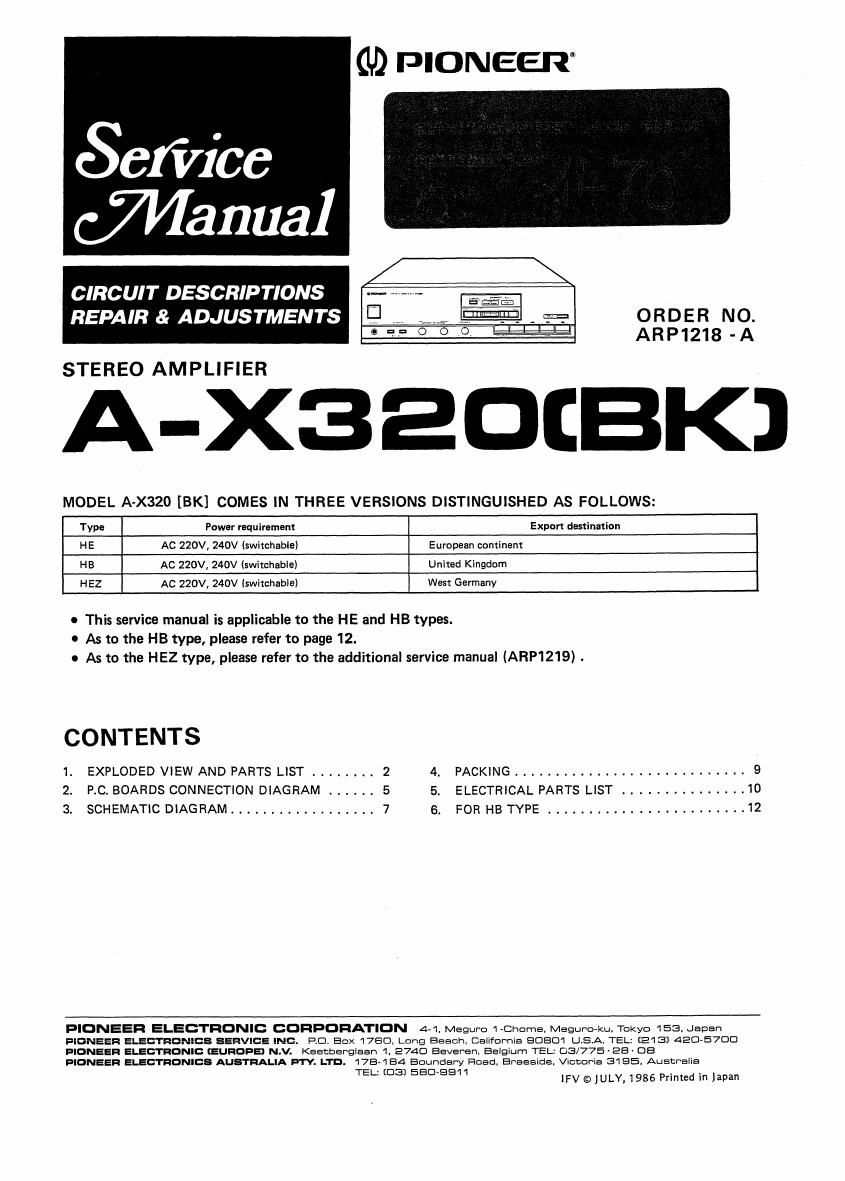 pioneer ax 320 service manual