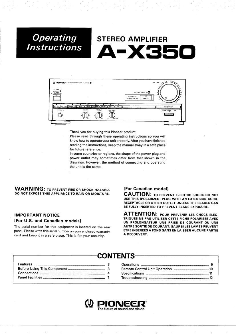 pioneer ax 350 service manual