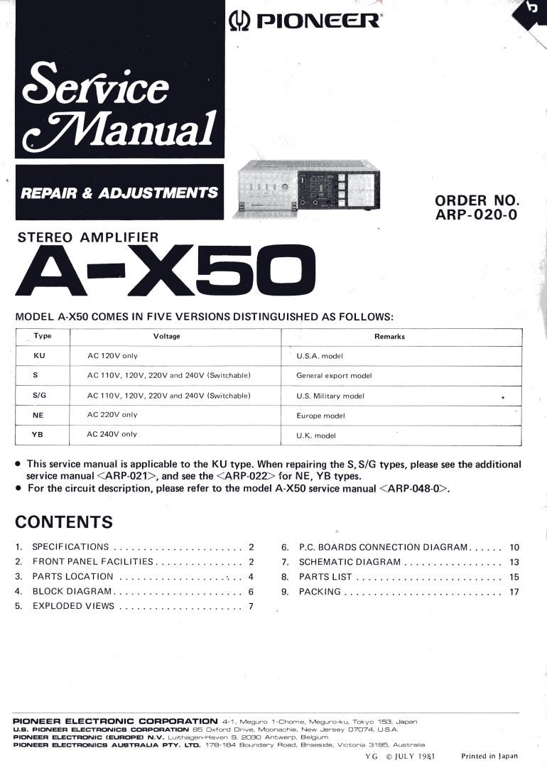 pioneer ax 50 service manual