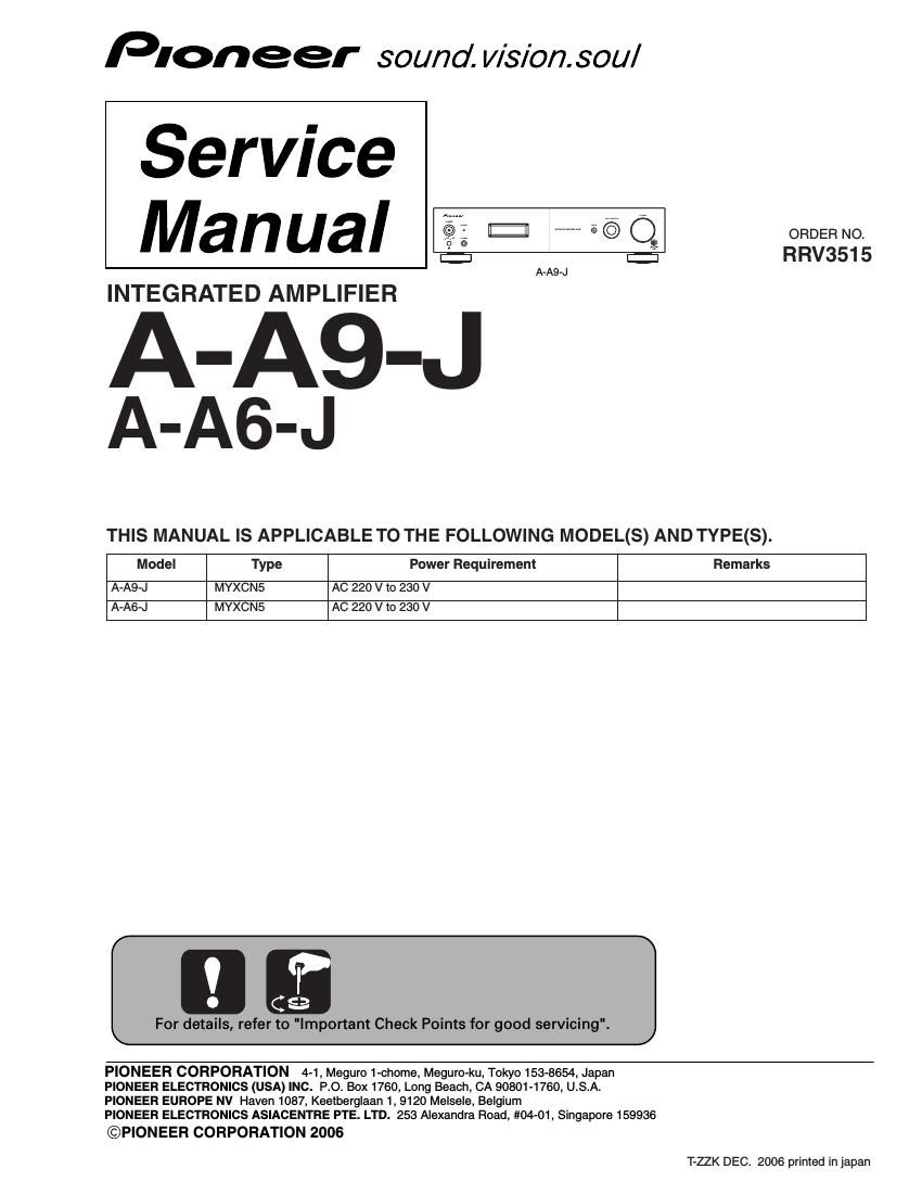 pioneer aa 6 j service manual