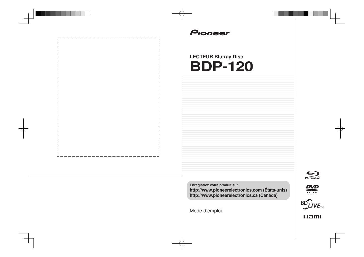Pioneer BDP 120 Owners Manual