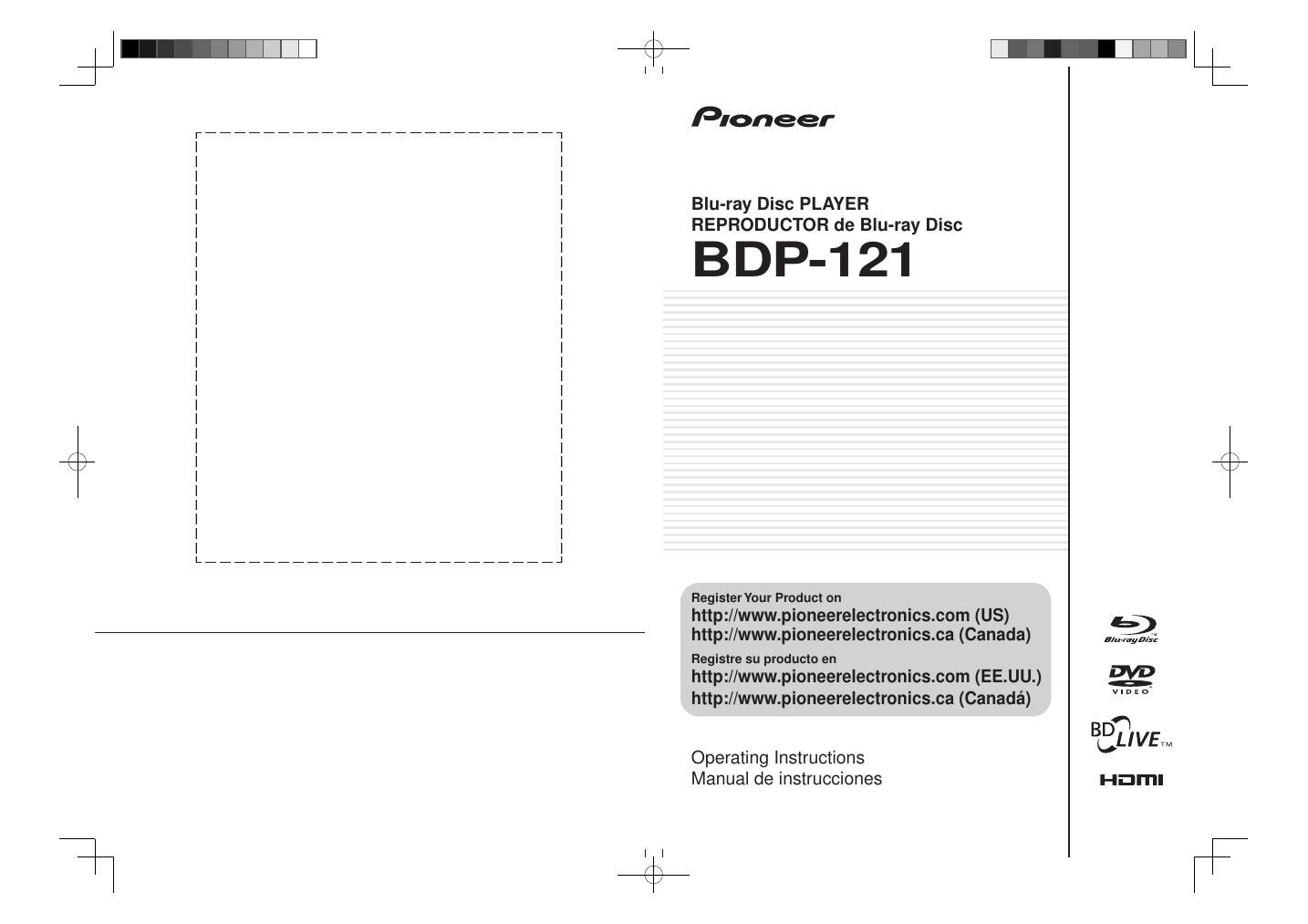 Pioneer BDP 121 Owners Manual