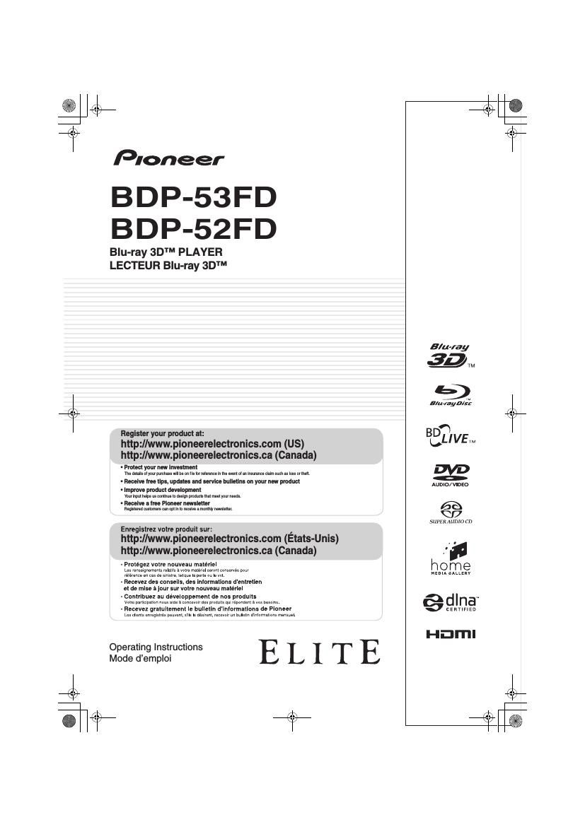 Pioneer BDP 52FD Owners Manual 2
