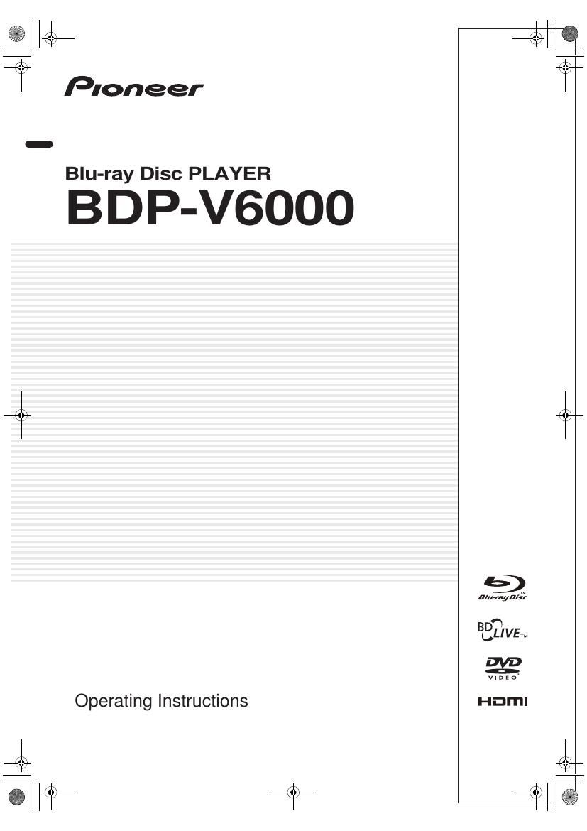 Pioneer BDP V6000 Owners Manual