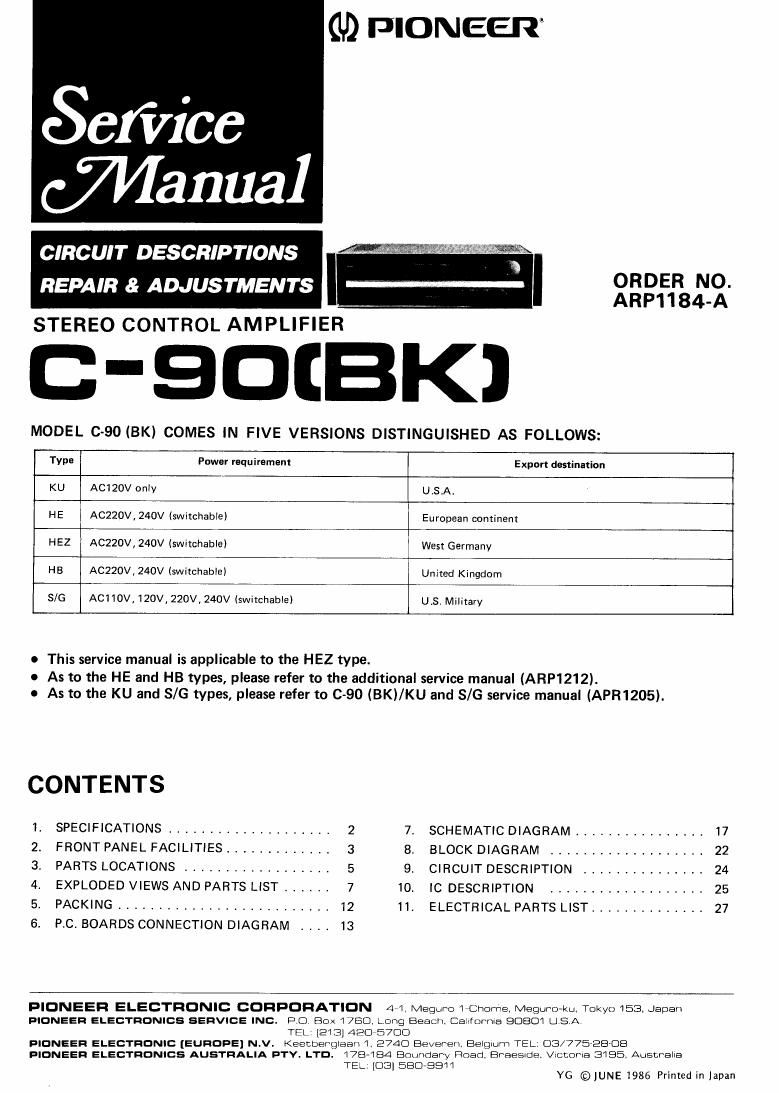 Pioneer C90 Service Manual