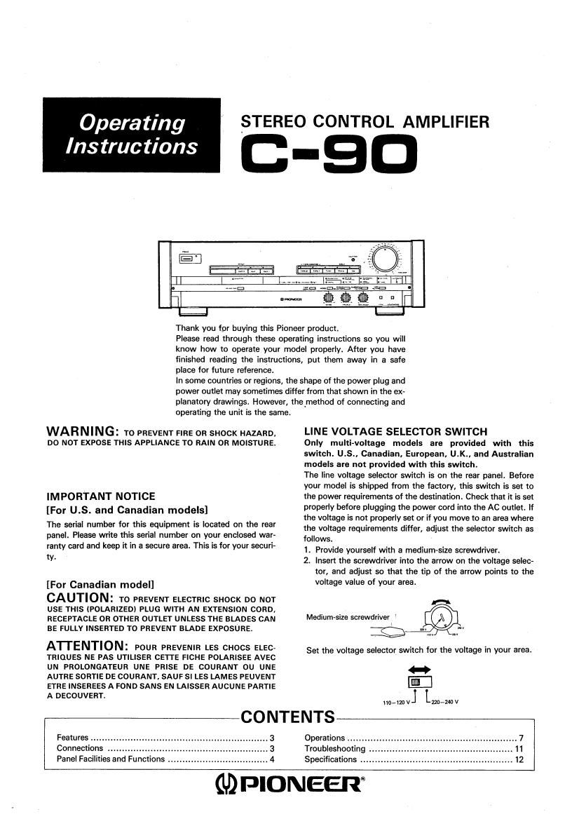 pioneer c 90 owners manual