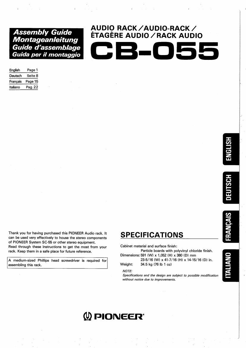 pioneer cb 055 owners manual