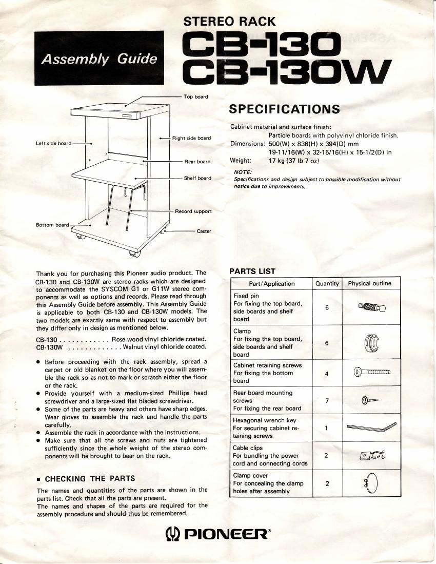 pioneer cb 130 owners manual