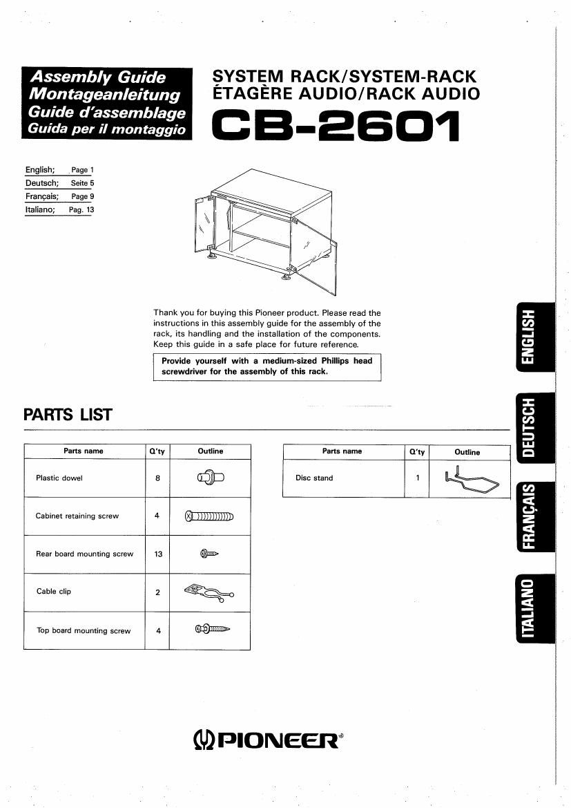 pioneer cb 2601 owners manual