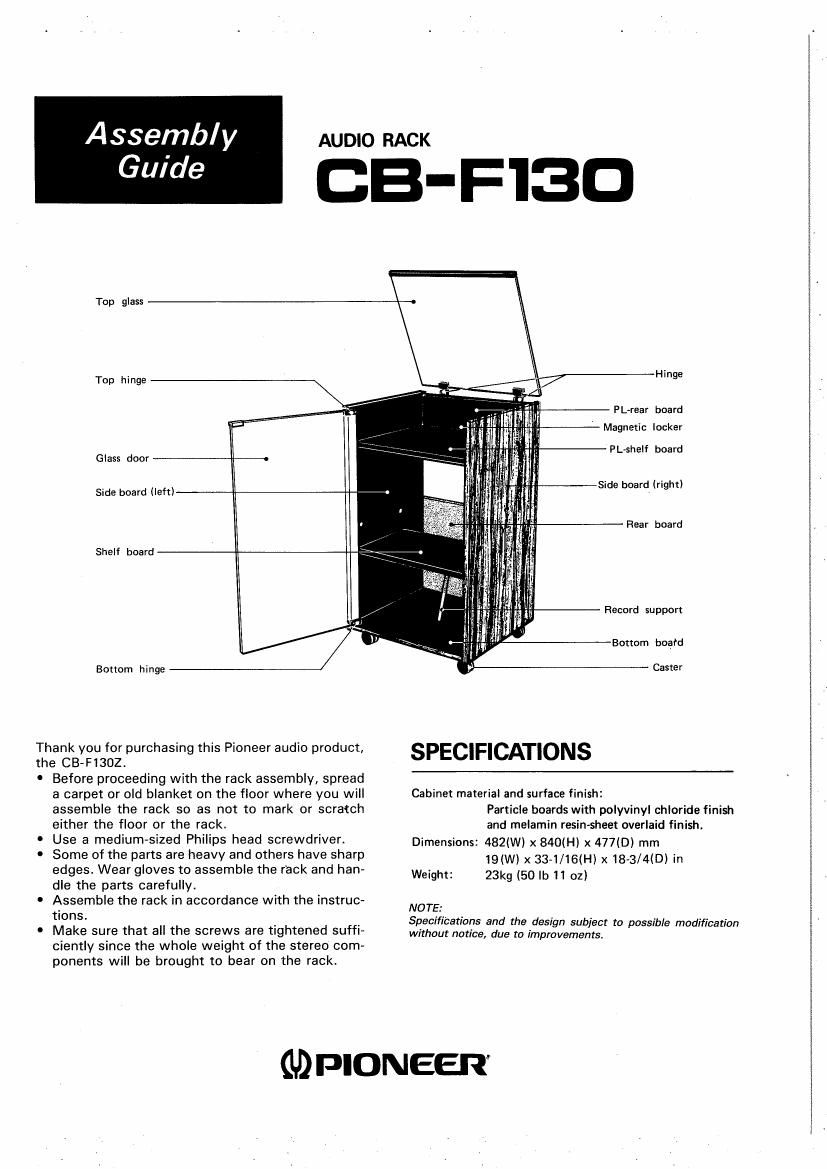 pioneer cbf 130 owners manual