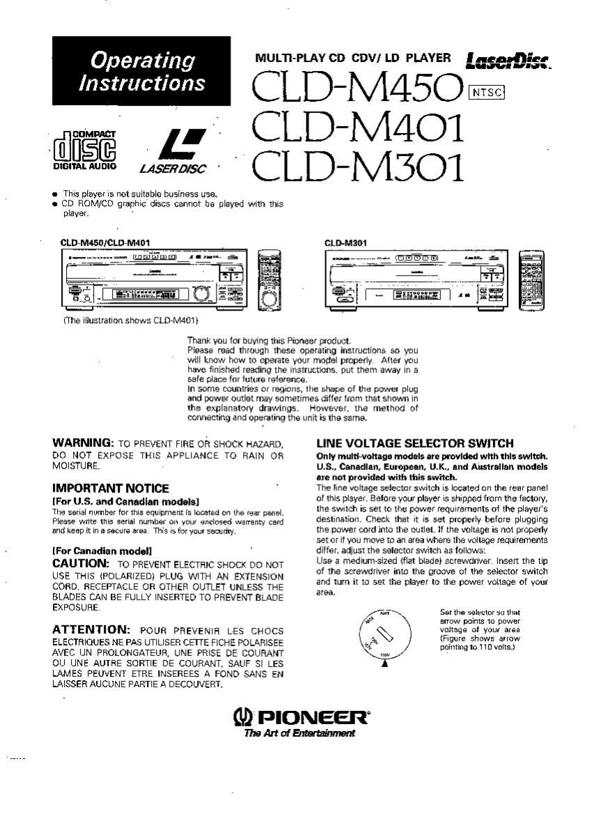 Pioneer CLD M450 Owners Manual