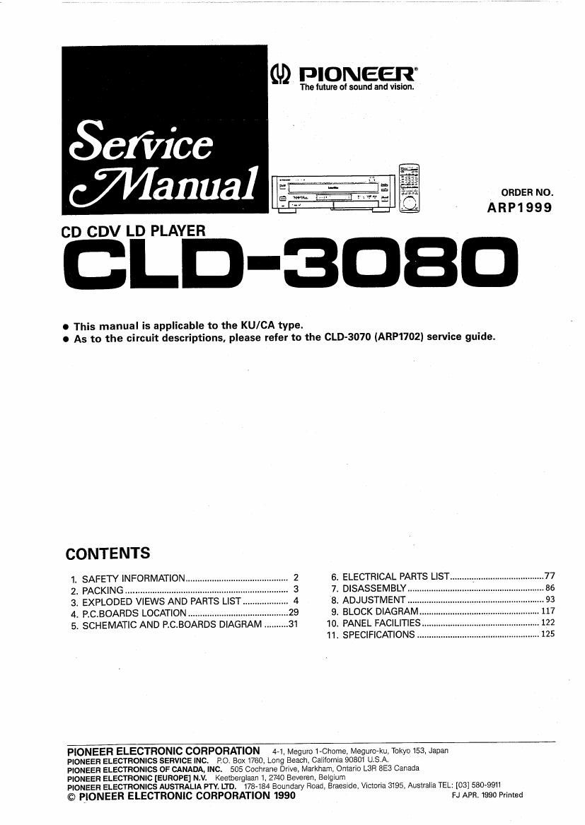 pioneer cld 3080 service manual