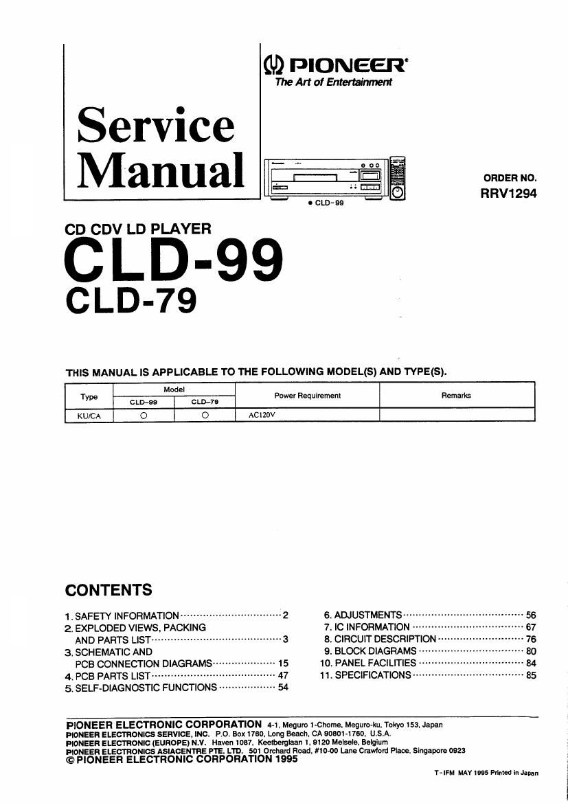 pioneer cld 79 service manual