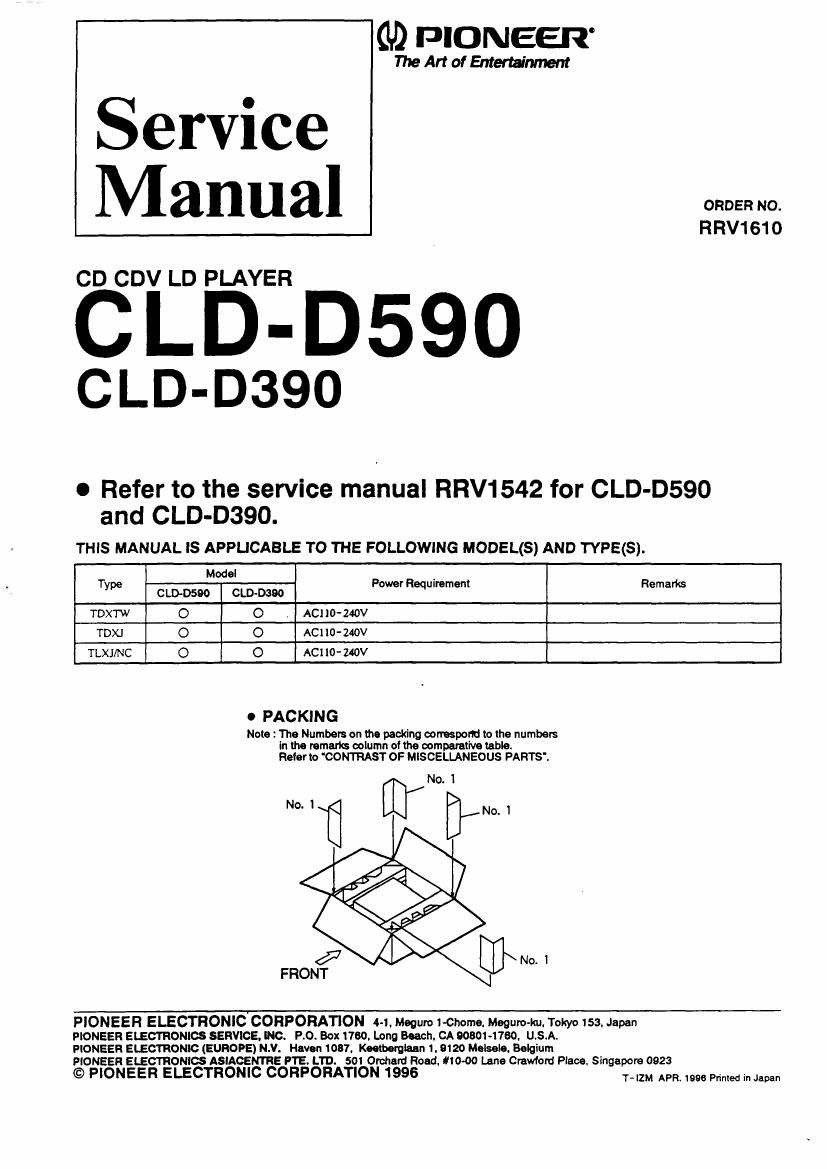 pioneer cld d390 service manual