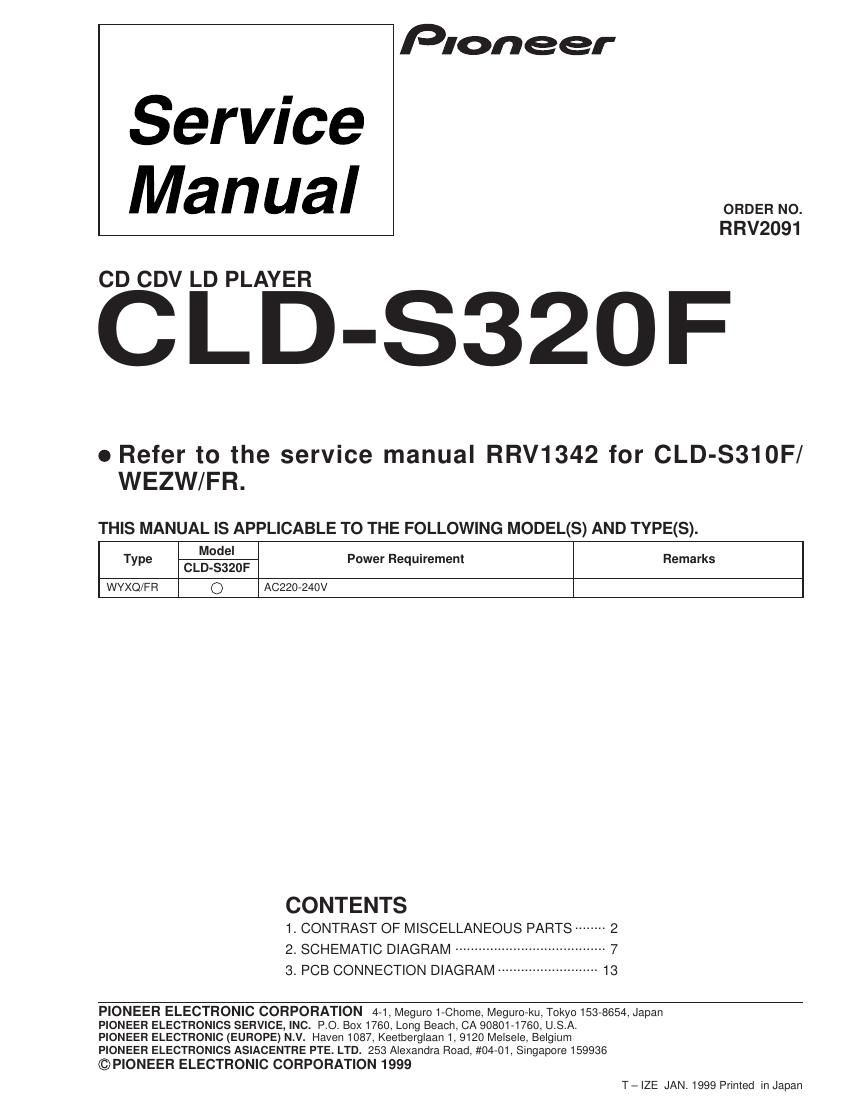 pioneer clds 320 f service manual