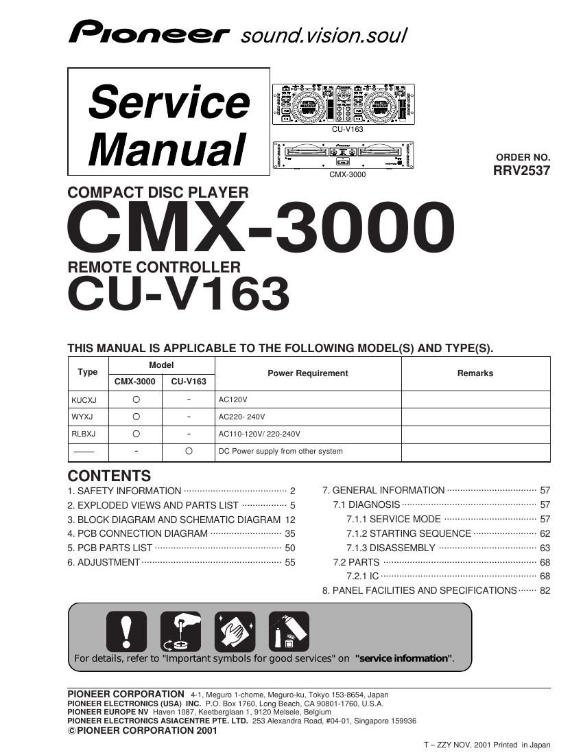 pioneer cmx 3000 service manual