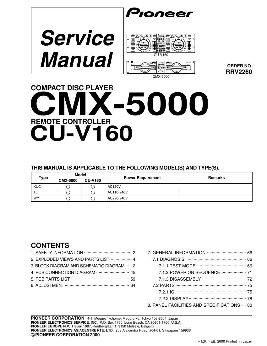 pioneer cmx 5000 service manual