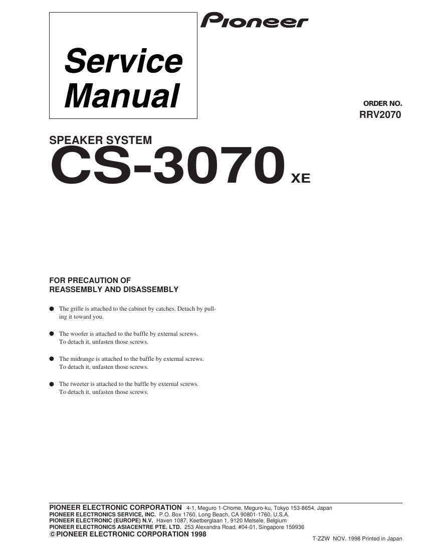 pioneer cs 3070 service manual