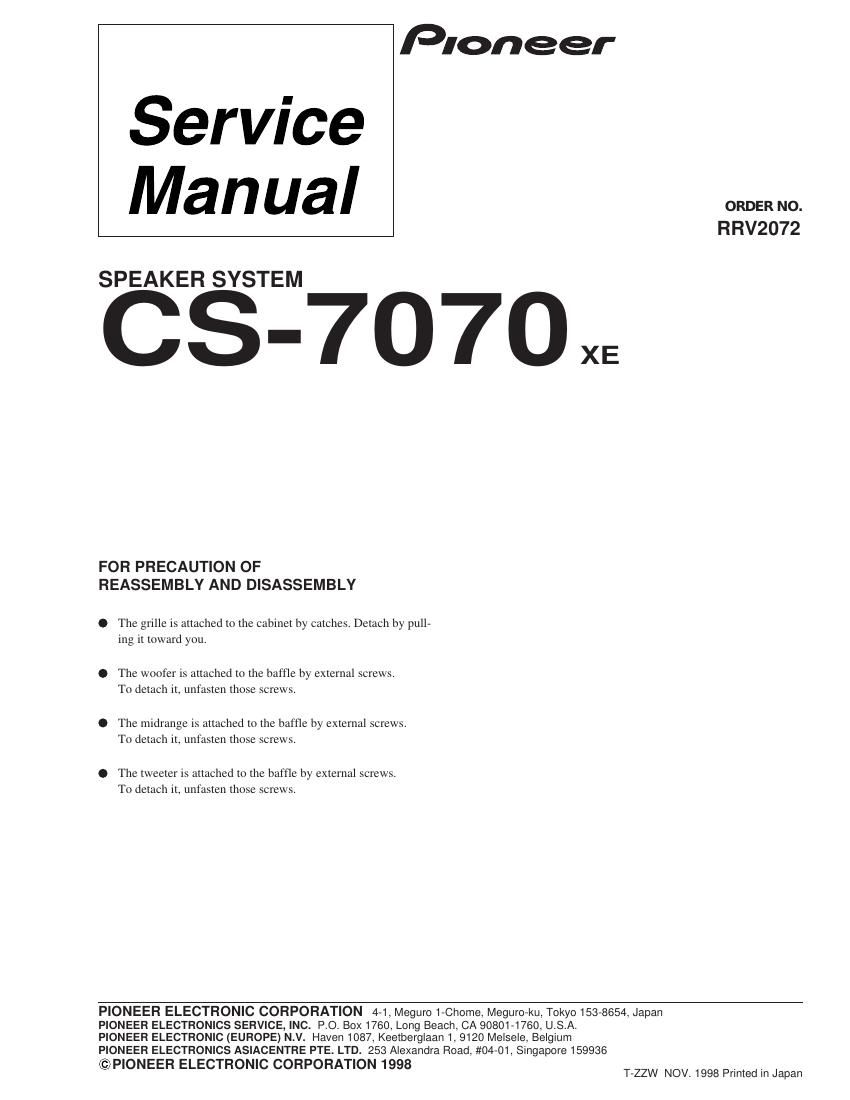 pioneer cs 7070 service manual