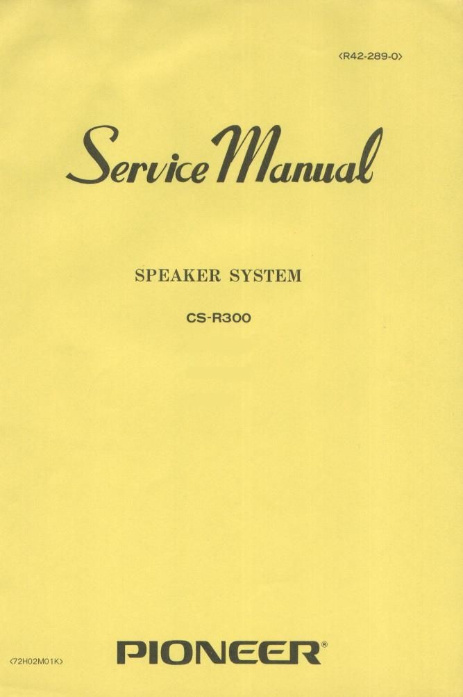 pioneer csr 300 service manual
