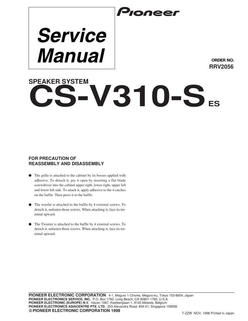 pioneer csv 310 service manual