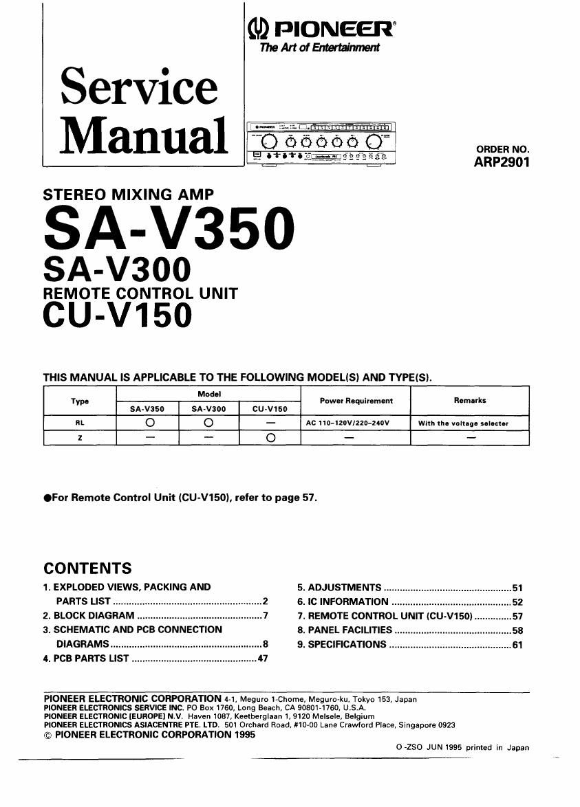 pioneer cu v 150 service manual