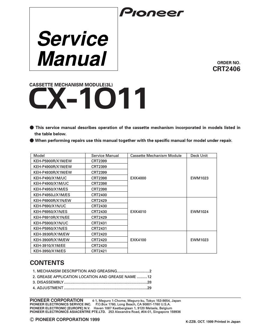 pioneer cx 1011 service manual