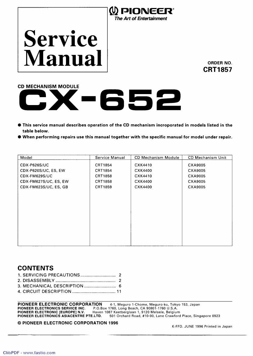 pioneer cx 652 service manual
