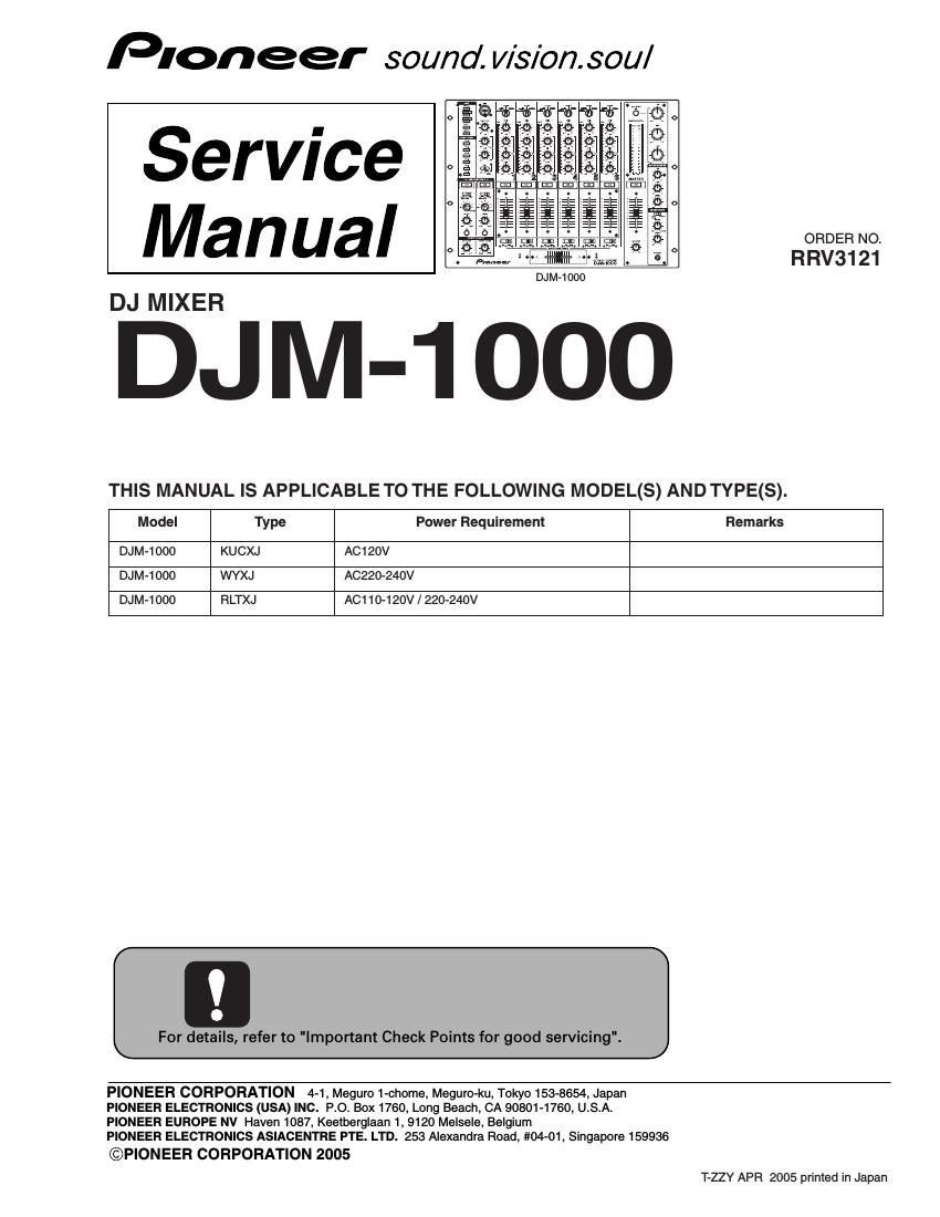 pioneer djm 1000 service manual